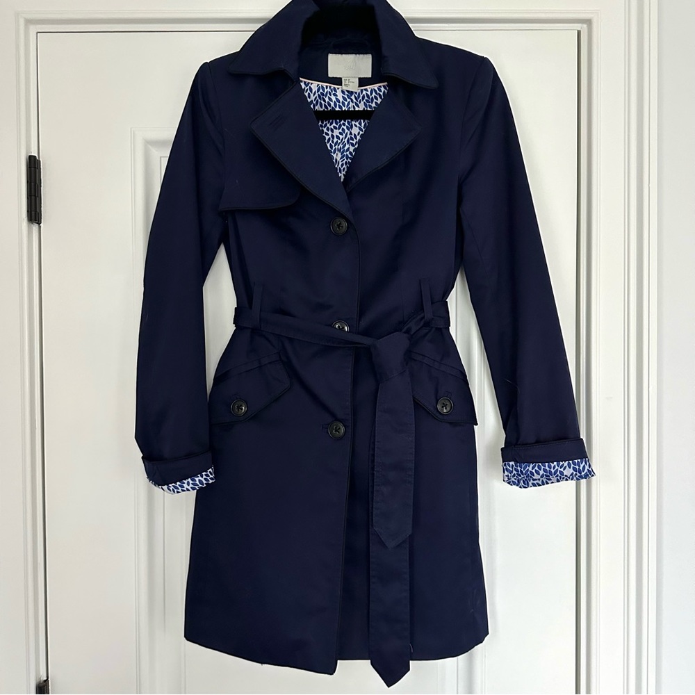 H&M Navy Blue Women’s Trench Coat, size 2